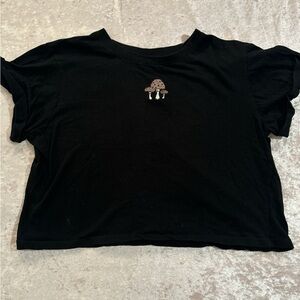 Vibe Black Tee with Embroidered Detail